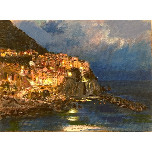 Natale Addamiano - "Cinque Terre" (Acrylic on Masonite) | Calandra Art
