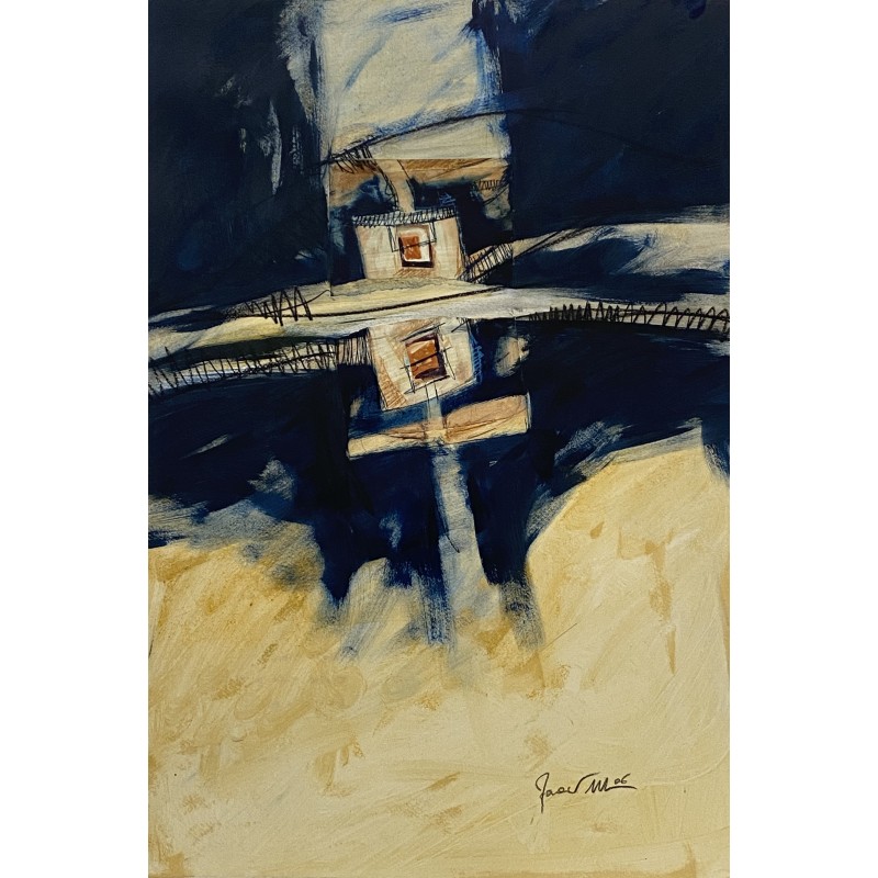 Massimo Faraci - "Architectural Mystery" | Blue & Sand Abstract Art