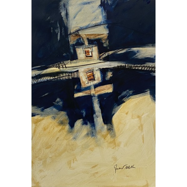 Massimo Faraci - "Architectural Mystery" | Blue & Sand Abstract Art