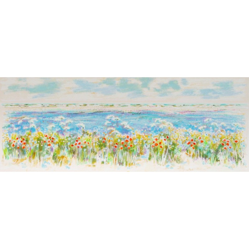 Natale Addamiano - "Primavera con lino" (35x90) | Calandra Arte