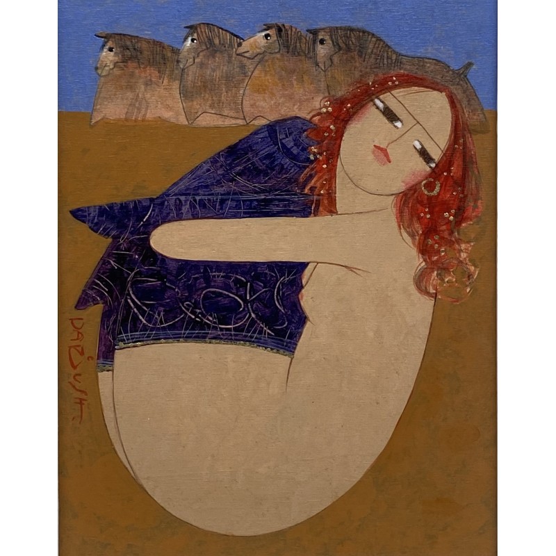 Dariush T. Mohajer - Senza Titolo - Olio su tavola (25x19 cm)