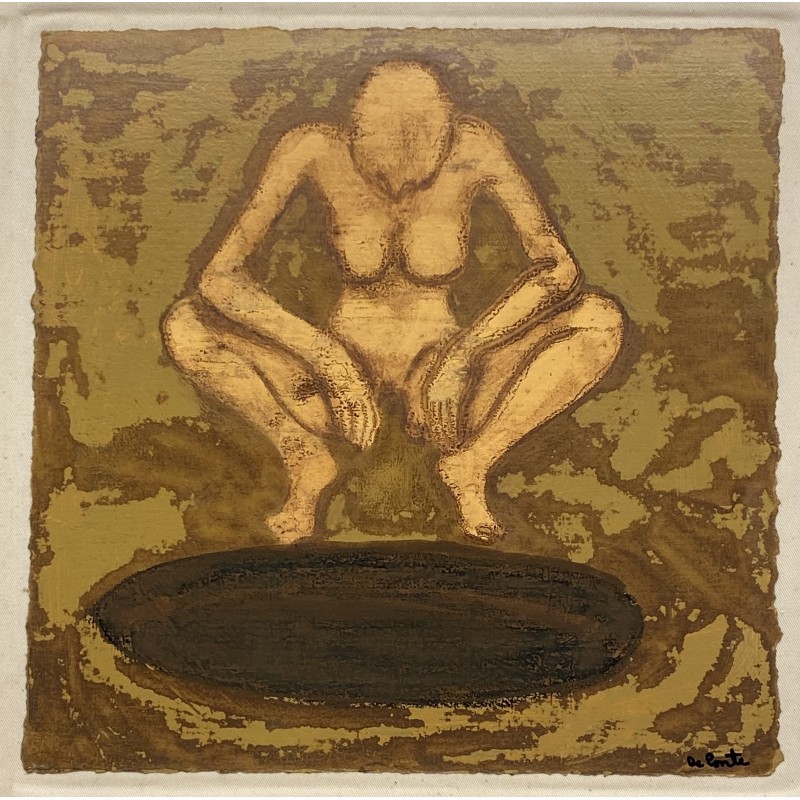 Sandro De Ponte - Senza Titolo 30x30 | Figura Materica su Carta Artigianale