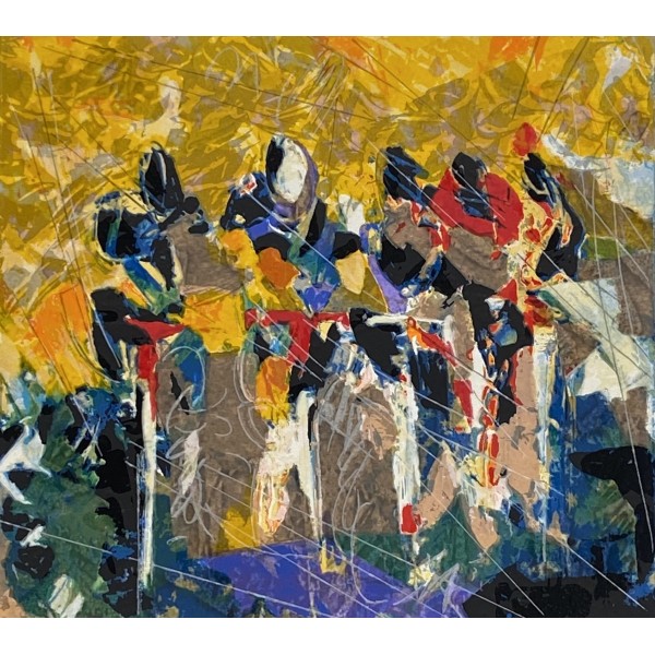 Francesco Toraldo - Cyclists 23x25 | Original Multi-material Silkscreen