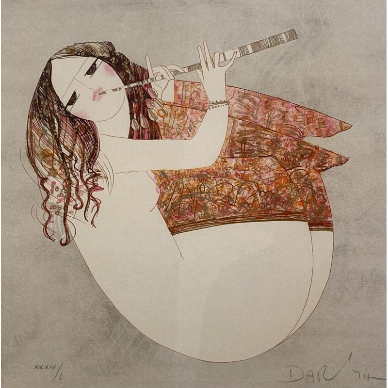 Dariush T. Mohajer - Nudo con Flauto 32x32 | Litografia Originale