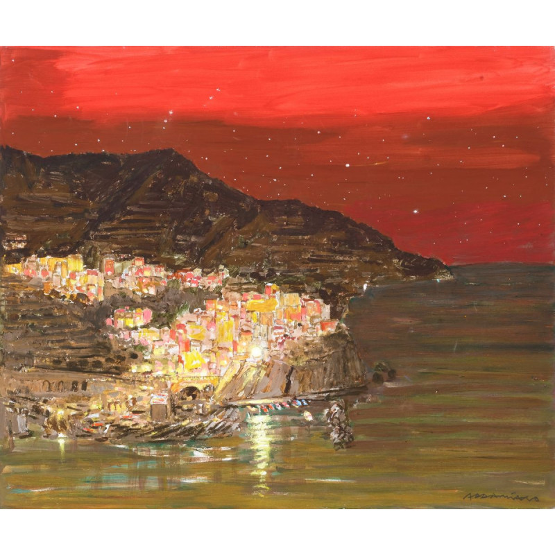 Original Oil Painting Cinque Terre | Manarola by Natale Addamiano