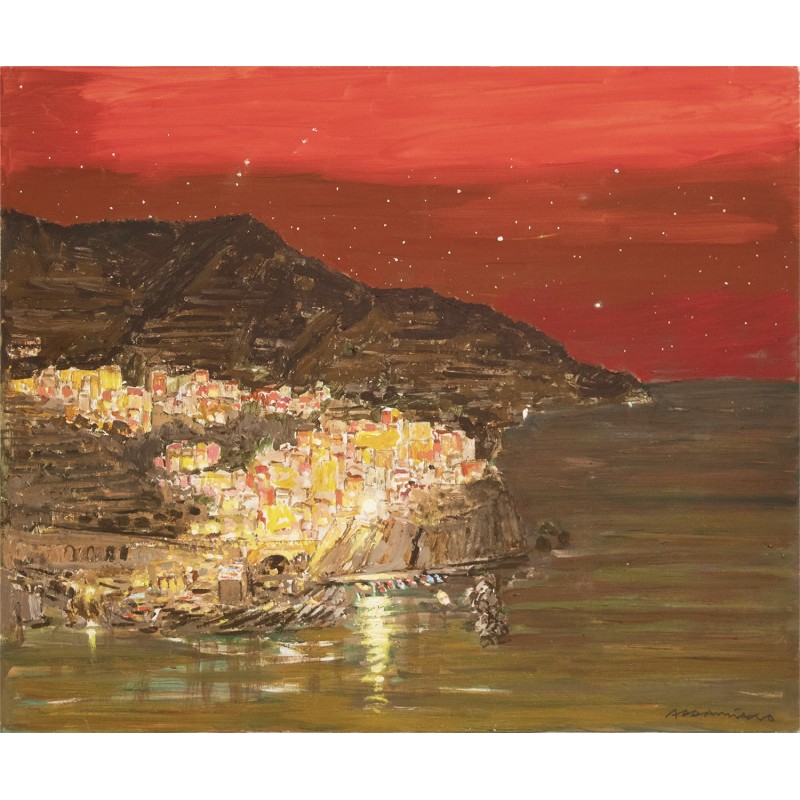 Original Oil Painting Cinque Terre | Manarola by Natale Addamiano